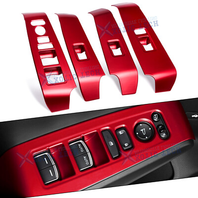 4x Red Inner Sporty Window Door Lift Lock Panel Trim For Honda Civic 11th Gen