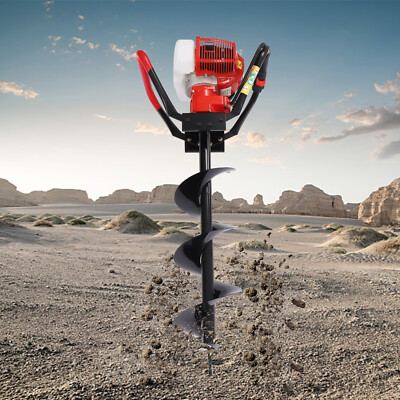 2-Stroke 43CC Gas Powered Post Hole Digger with 8 In Earth Auger Drill Bit Borer