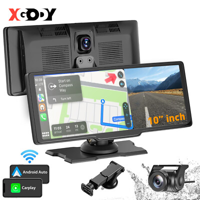 10.26'' Dual Dash Cam CarPlay Android Auto FM Front And Rear Camera