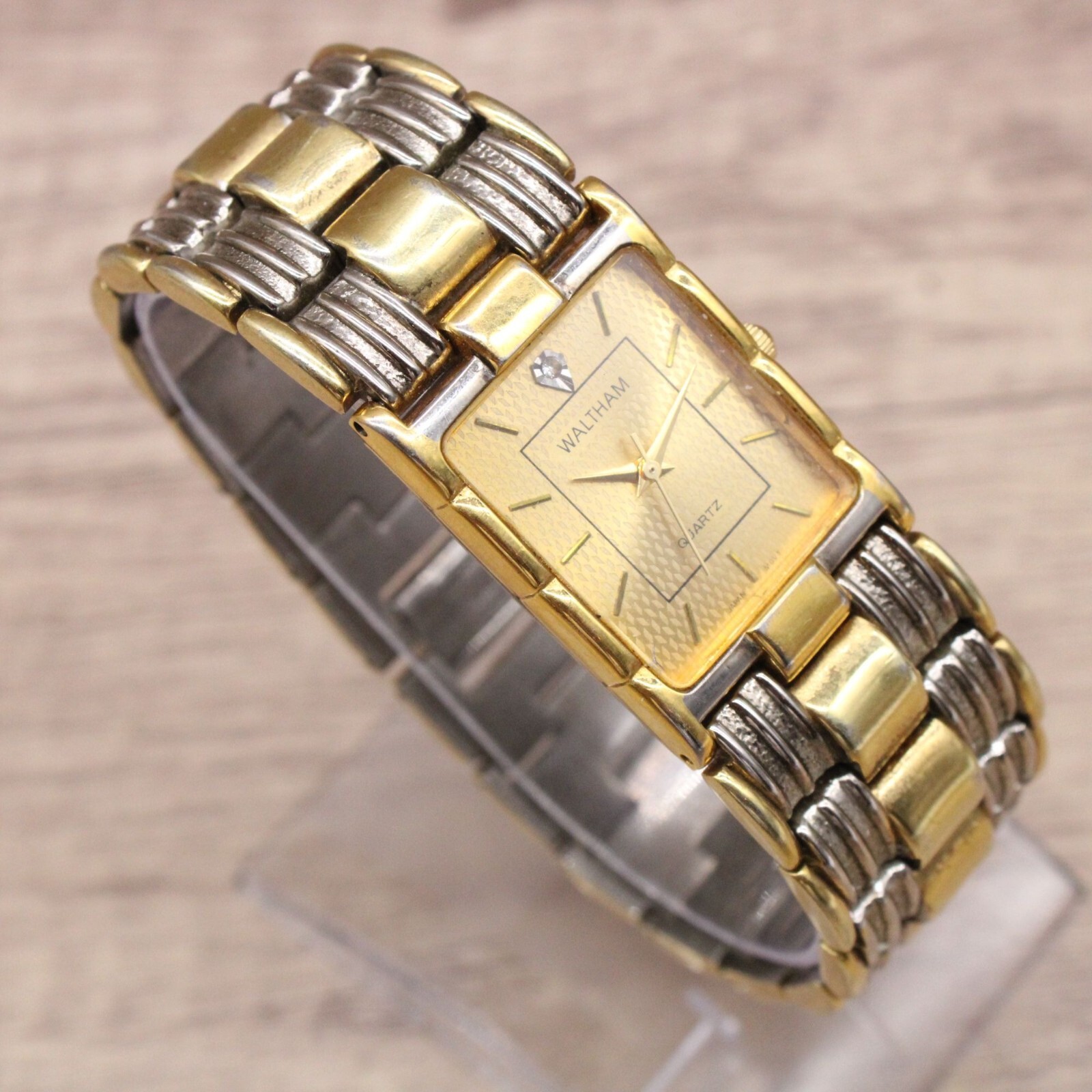 Vintage Waltham Watch Mens Gold Tone Stainless Steel Gold