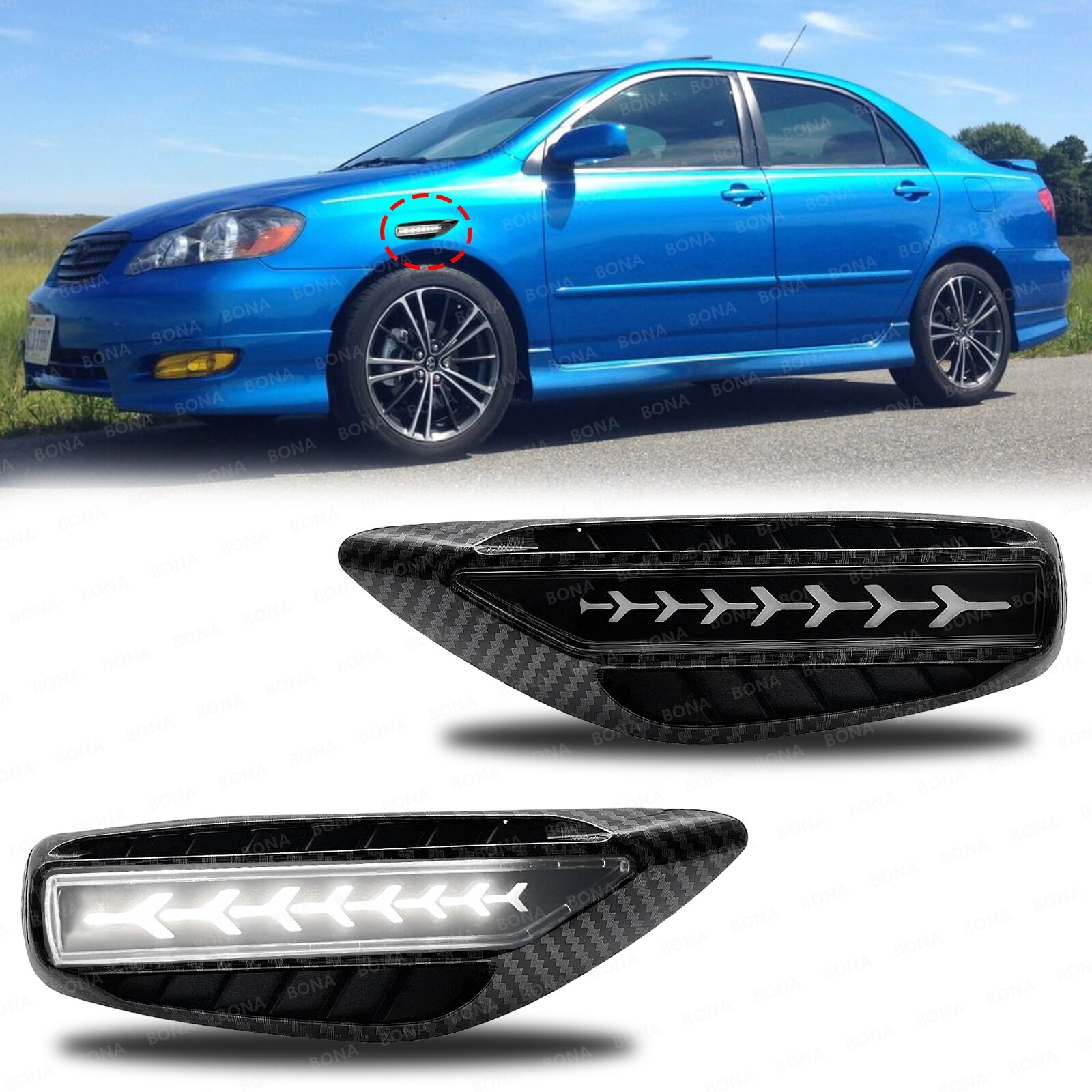 For Toyota Honda Car Truck Smoked Lens LED Turn Signal Side Marker Lights Lamps