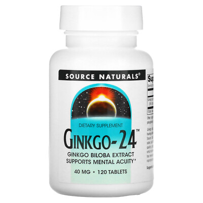 Source Naturals Ginkgo-24 40 mg 120 Tablets Dairy-Free, Egg-Free,