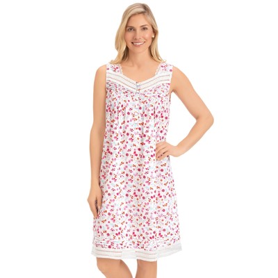 Butterfly Floral & Lace Woven Sleeveless Nightgown