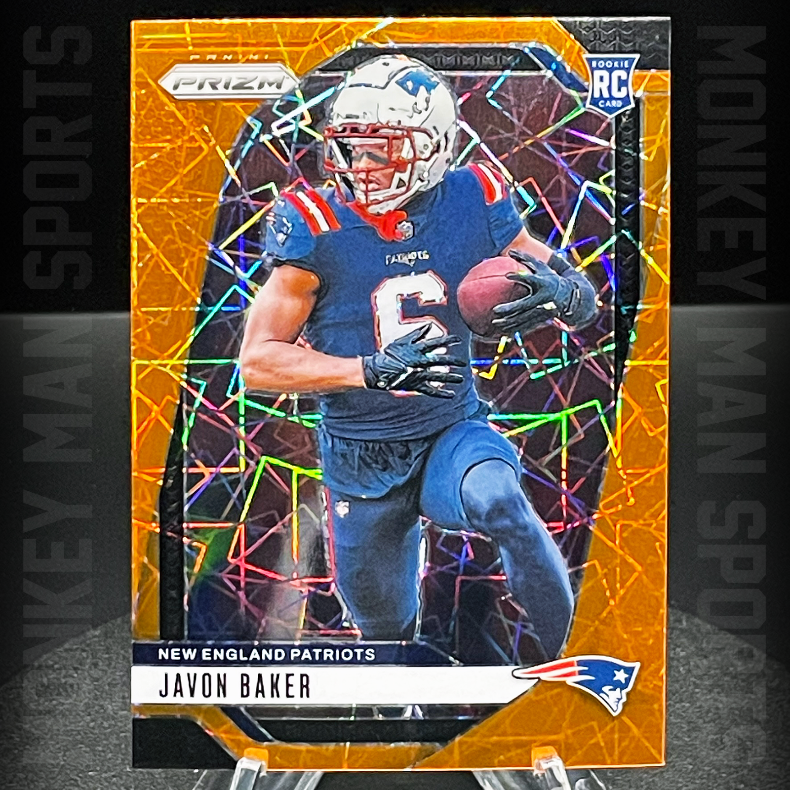 2024 Prizm - Javon Baker Rookie RC - #344 ORANGE LAZER PRIZM PATRIOTS MINT