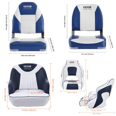 VEVOR Boat Seat High/Low Back Folding Fishing Boat Seat Chair Sponge Padding