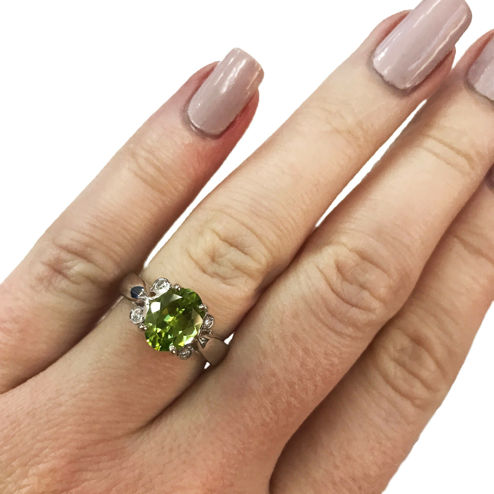 Pre-owned Jewelry By Arsa 1.9 Ctw Natural Green Oval Peridot Diamond Solid 14k Yellow Gold Solitaire Ring