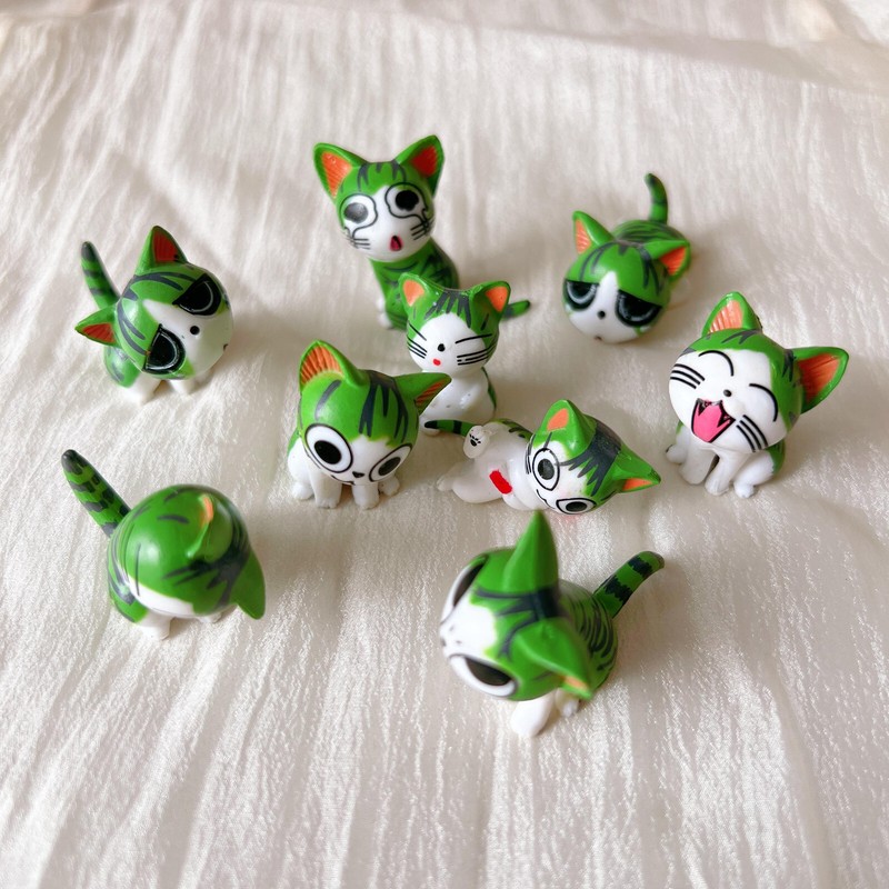 Super cute cat miniatures, 9 cat figurines, set of 9,