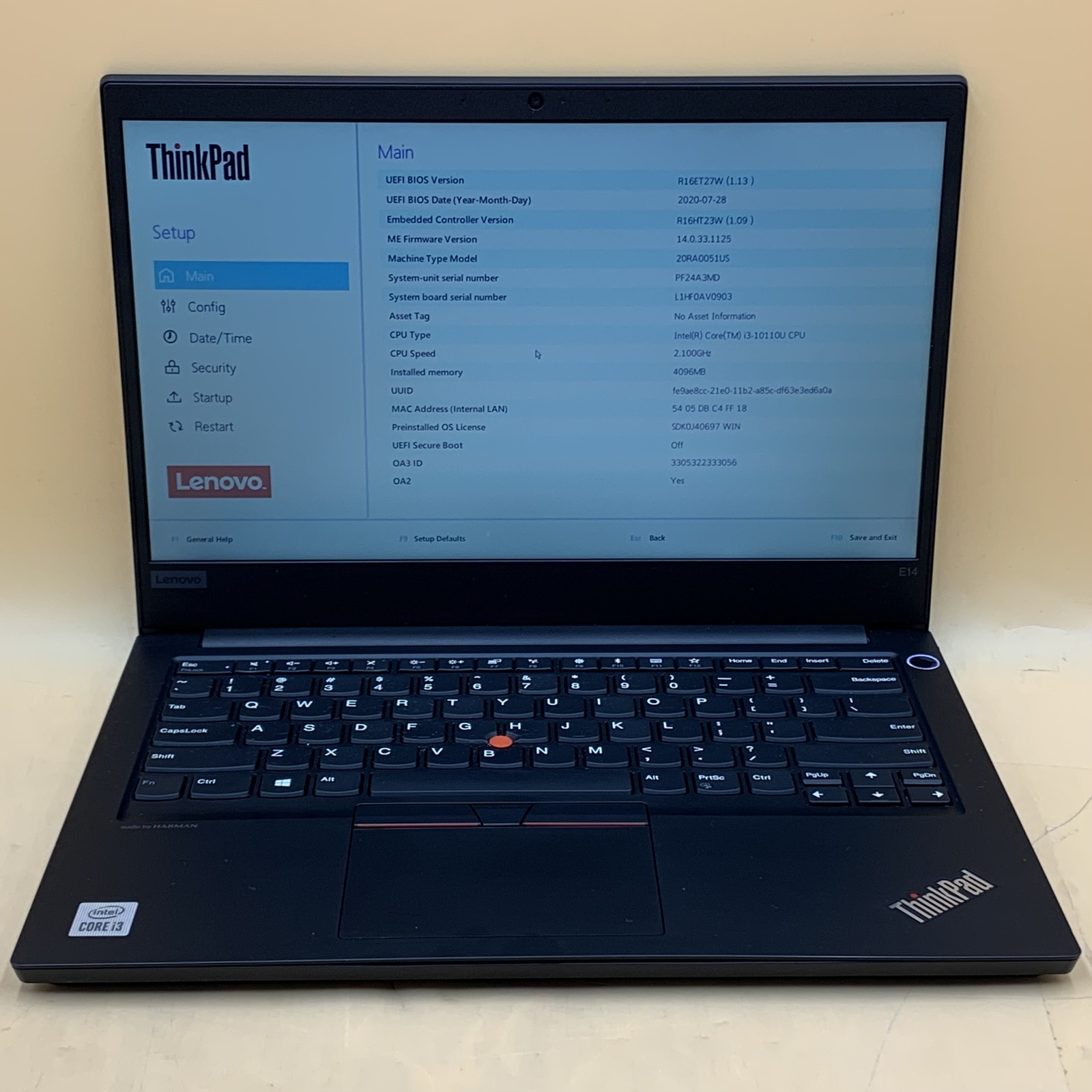 Lenovo ThinkPad E14 20RA-0051US i3-10110U 2.1GHz 4GB RAM 500GB HDD - Picture 1 of 7