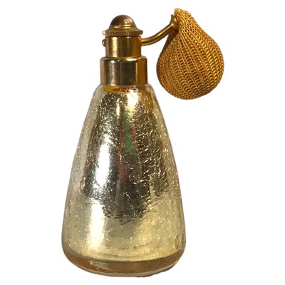 DeVilbiss Perfume Atomizer  gold crackle Midcentury 1950s Tiger Eye Jewel Top 5 