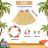 Fortuning's JDS Girl's Hawaiian Hula Grass Skirt with Flowers Costume Set Raffia Skirt for Luau Tropical Beach Party
