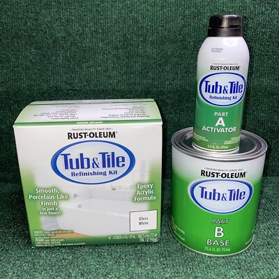 Rust-Oleum ~ Tub & Tile Refinishing Kit 384165 Epoxy Acrylic ~ Gloss White, 1 Qt