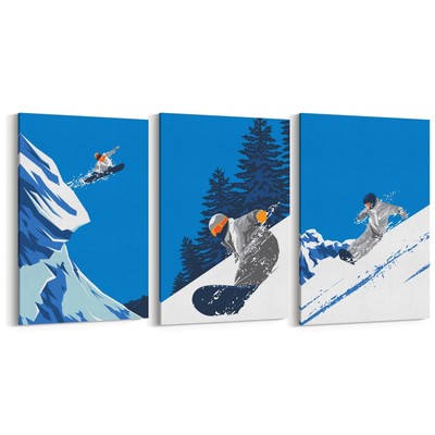 Snow Ski Winter Wall Art Print Poster, Framed Or Canvas