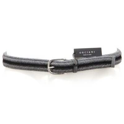 Pre-owned Orciani 3707s Cintura Uomo  Pelle E Tessuto Grigio/nero Belt Men