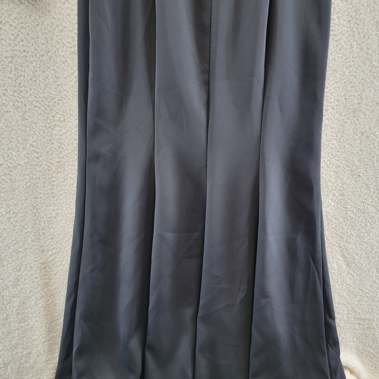 Pre-owned Amsale Stretch Crepe Sequined Bodice Gown Women's 10 Black Square Neck
