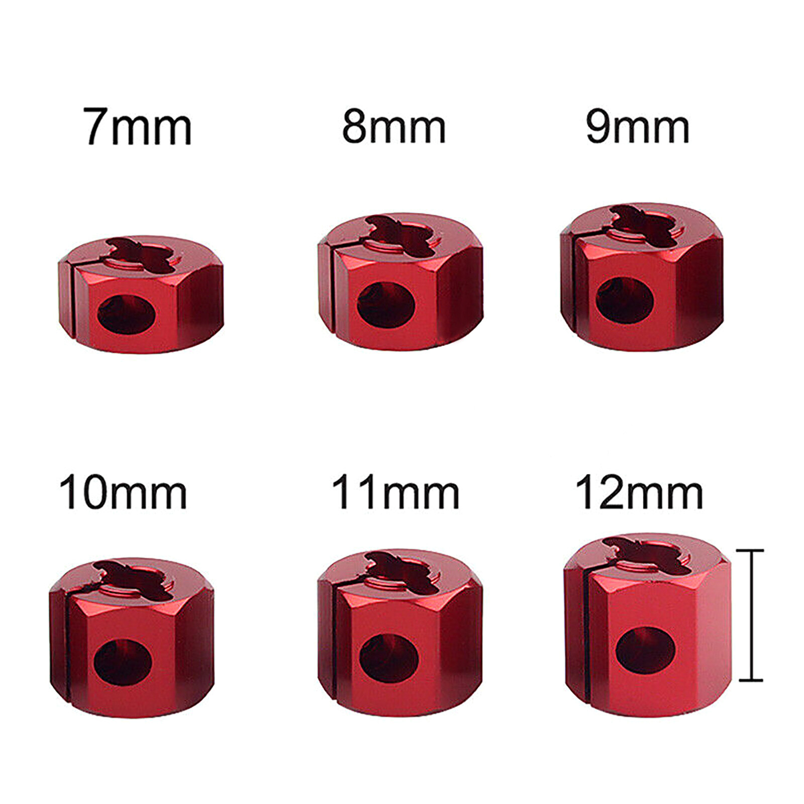 4PC 12MM Wheel Hex Hub Thickness 7-12mm For 1/10 RC Axial SC