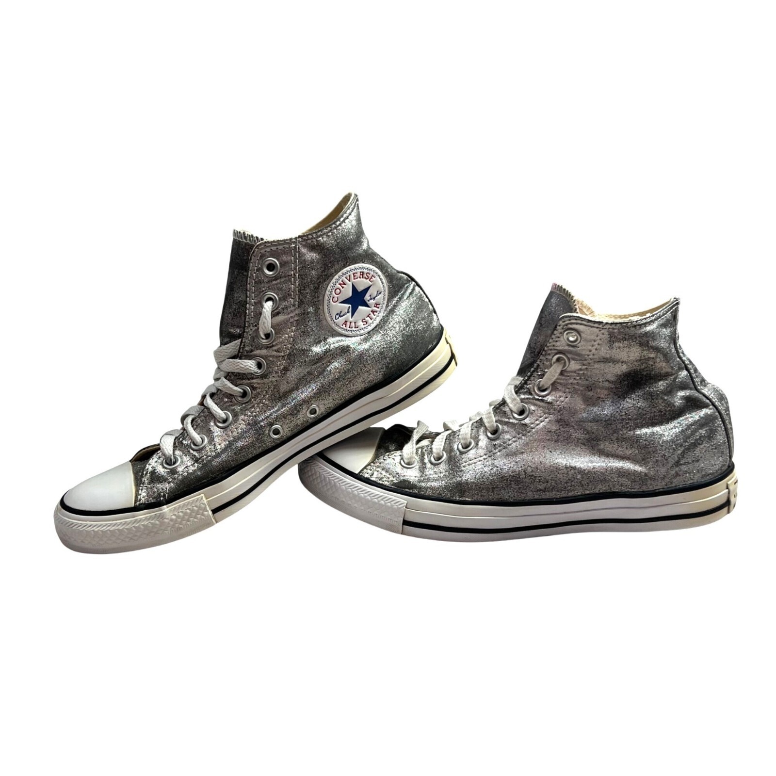 SILVER STONE スカジャン Converse Hi Top Sneakers size 10 Women 8 Men Metallic Silver
