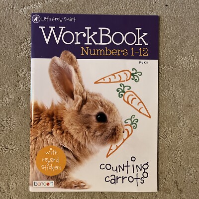 Lets Grow Smart Workbook Numbers 1-12 Grade Pre K-K Paperback w/ Reward Stickers