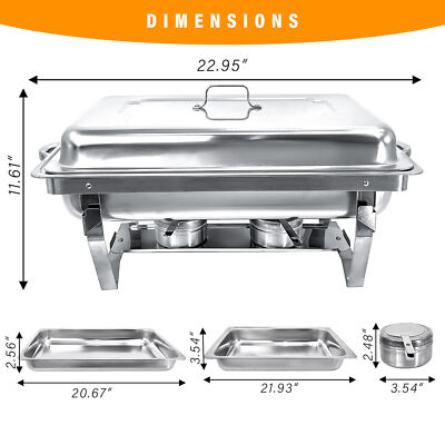 Chafing Dish Buffet Set 6 Pack 13.7 QT Stainless Steel Chafer for Catering