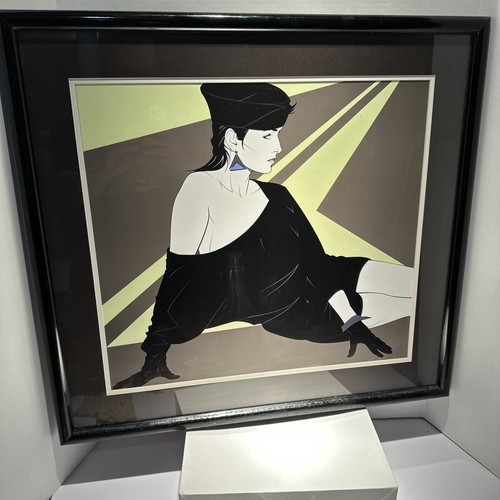 Patrick Nagelのシルクスクリーン Patrick Nagel Woman with Green Earrings Serigraph Vintage