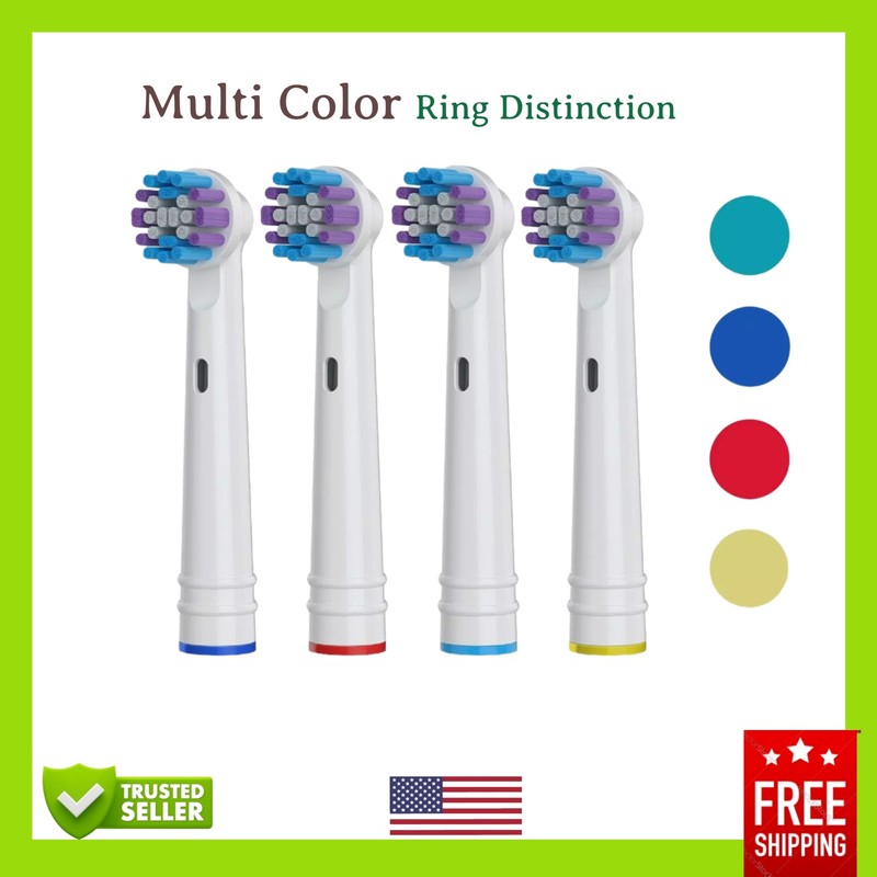 Replacement Toothbrush Heads for Oral-B, 4 Pack Replacement Heads Compatible with Oral B Braun Electric Toothbrush (4 Pack) (White, 1 Count (Pack of 4))