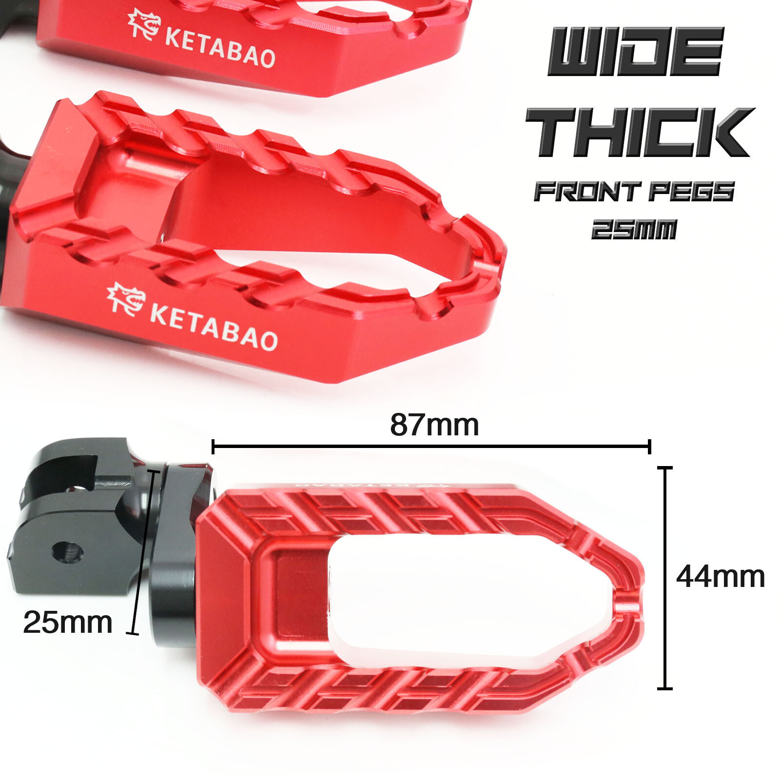 おがおが EU39/25cm Red BUZZ Front Wide Footpegs 25mm Lower For Kawasaki Z400 19