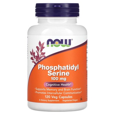 Now Foods Фосфатидилсерин 100 мг 120 растительных капсул Гарантированное качество GMP,