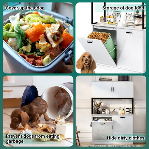 Kitchen Pantry Cabinet Tilt Out Trash Can Cabinet Hutch Storage Cupboard Cabinet