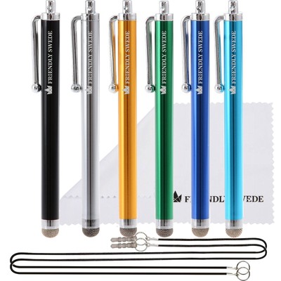 Set of 6 Micro-Knit Hybrid Fiber Tip Universal Capacitive Stylus Pens for Tou...