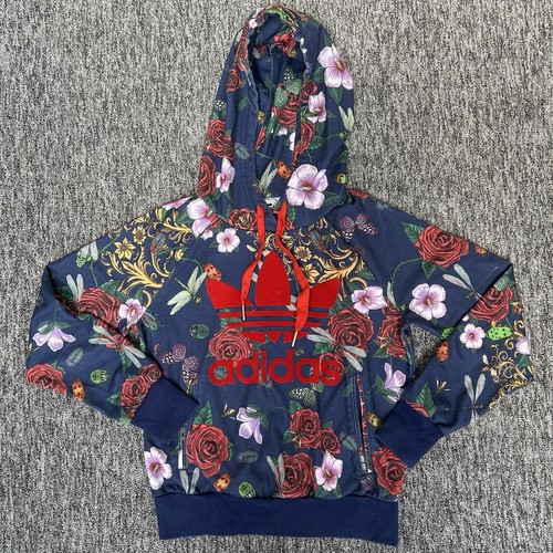 ✨ adidas × Rita Ora Allover Print Hoodie Adidas Rita Ora Asian Arena Grey Peach Bird Print Oriental