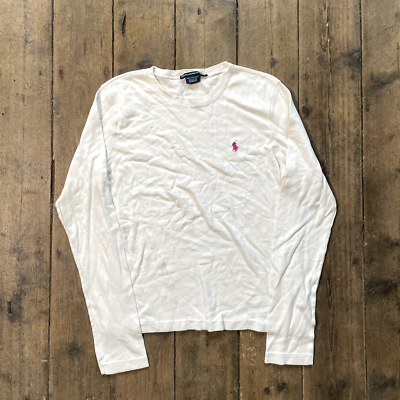 Ralph Lauren Sport T Shirt Y2K Long Sleeve Sports Tee White