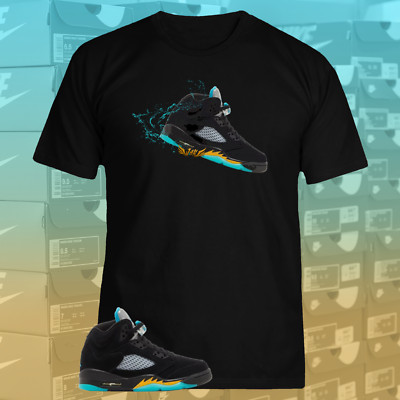 Jordan 5 Retro Aqua Sneaker match tee.  AJ5 Retro Aqua