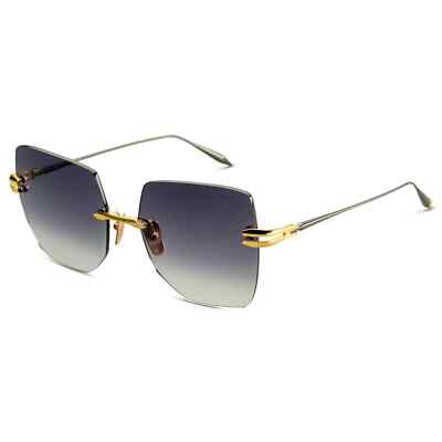 Pre-owned Dita Embra Dts155-a-01 Yellow Gold Black Rhodium Greygradient Rimless Sunglasses