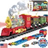 Electric Train Set Christmas Train Toys for Boys with Smokes, Lights and Sound (ON/Off) Rechargeable Train Set Under Christmas Tree, Toddler Model Trains for 3 4 5 6 7 8+ Years Old Kids Gifts