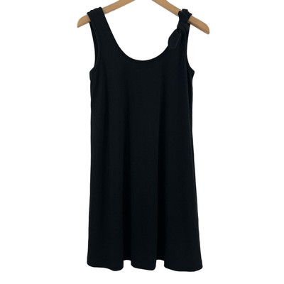 MARINE LAYER Lexi Rib Leah Dress Extra Small Black Ribbed One Bow Shoulder NWT