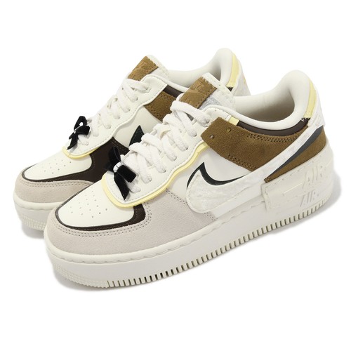 

Nike Wmns AF1 Shadow Black Bow Sail Brown Women Air Force 1 Casual FB1857-111, Белый, Wmns Af1 Shadow