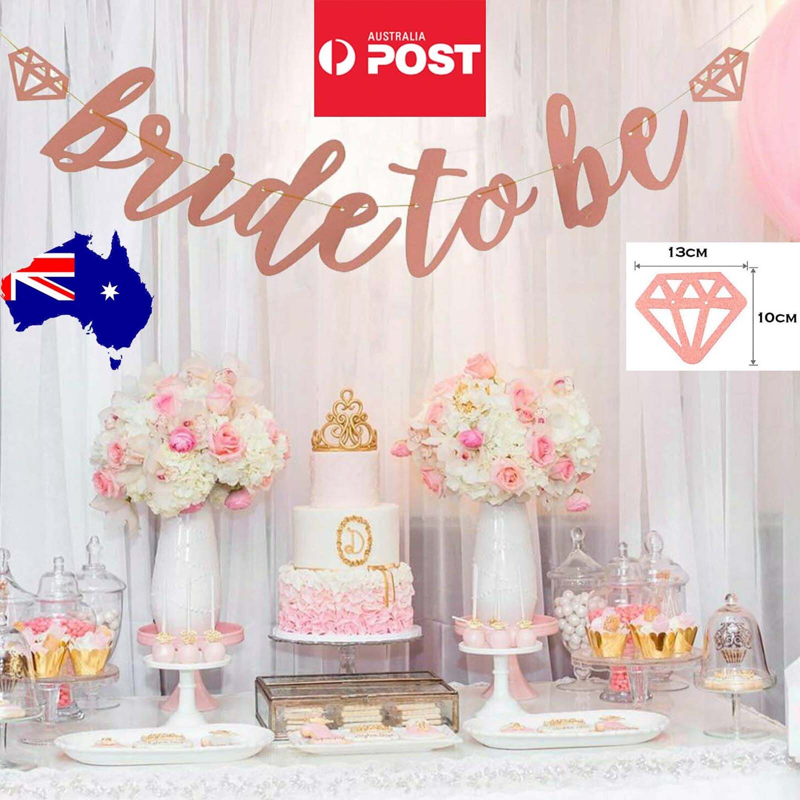 Bride To Be Rose Gold Banner Diamond Wedding Bridal Shower Hens Party Decoration