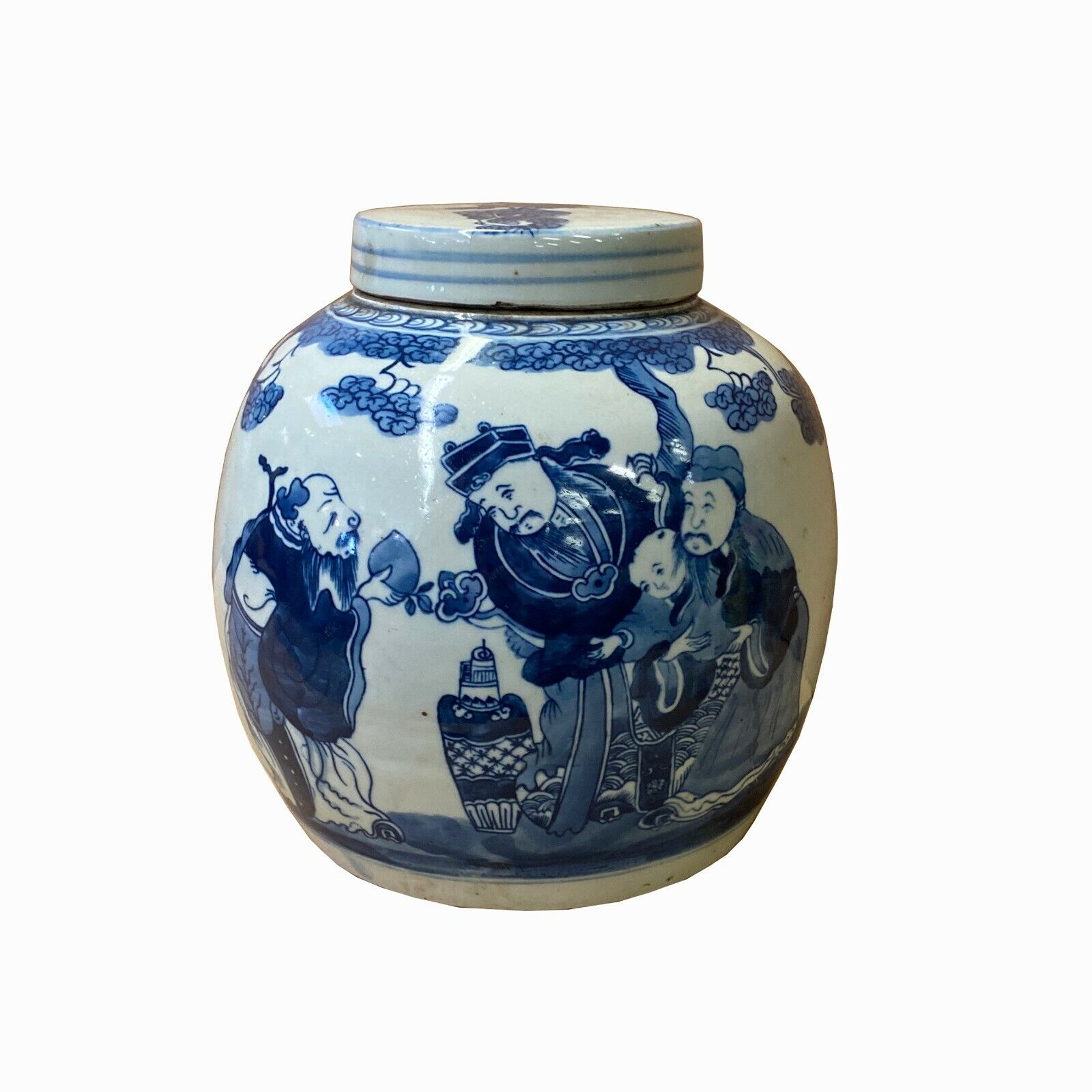 Chinese Blue & White Fok Lok Shou 3 Stars Porcelain Ginger Jar ws1237S Chinese Blue & White Fok Lok Shou 3 Stars Porcelain Ginger Jar ws1237S
