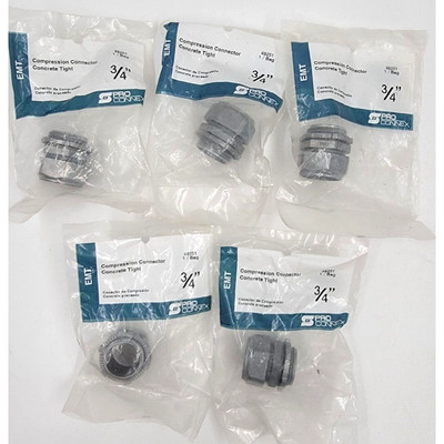  Sigma Pro Connex 3/4'' EMT Compression Connectors Concrete Tight 49251 Lot of 5