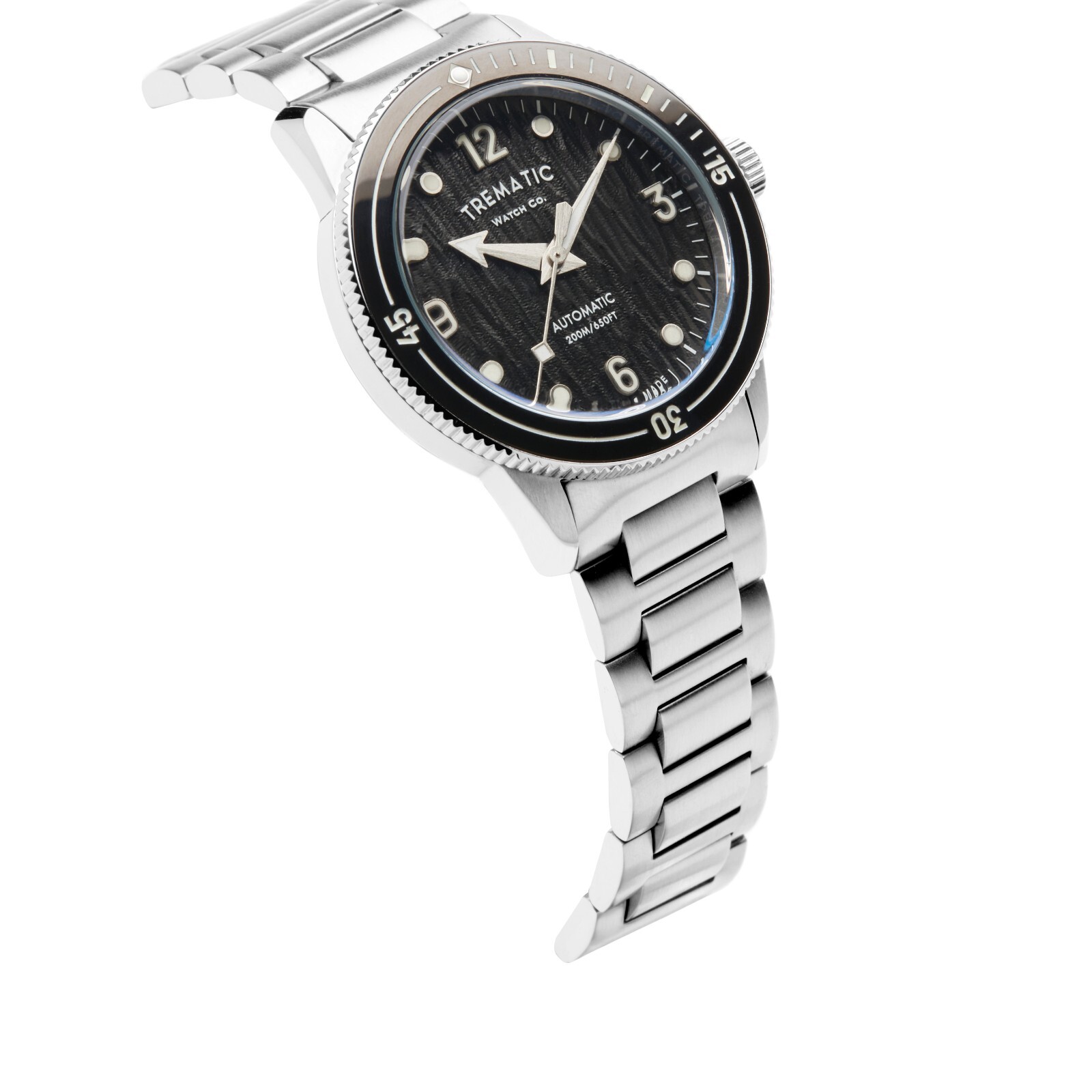Pre-owned Trematic Mens 'ac 14' Black Dial Stainless Steel Bracelet Automatic Watch 141113