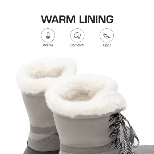 Women's Fur-Lined Insulated Snow Boots Waterproof Non-slip Ski Snow Boots
