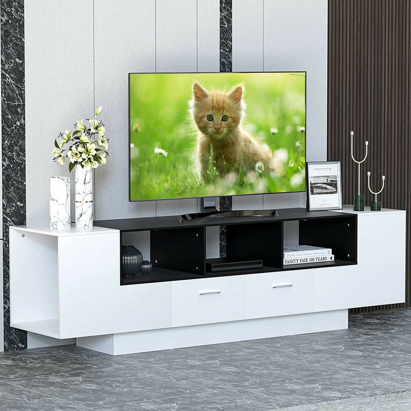 Media Console Cabinet Entertainment Center With Shelf For 80