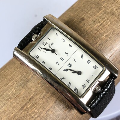 La Swiss Men Portrait Series Dual Time Travellers 44mm Tank Quartz Watch 7''