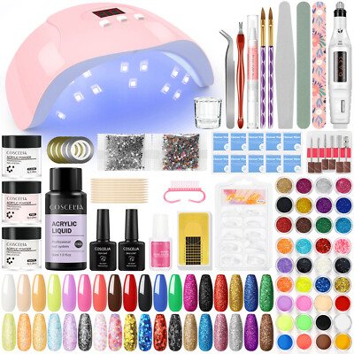 Acrylic Nail Kit With Everything For Beginner Gel Nail Polish Glitter Powder