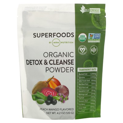 MRM Organic Detox Cleanse Powder Peach Mango 4 2 унции 120 г EcoFriendly,