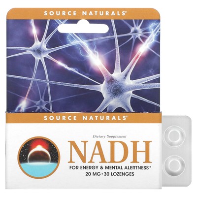 Source Naturals NADH 20 мг 30 подъязычных таблеток без молочных продуктов, без яиц,