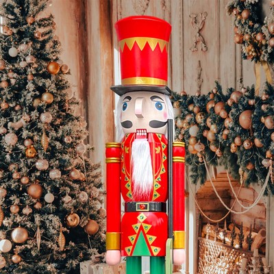 CDL 48'' 4ft tall life-size large/giant red Christmas wooden nutcracker soldie...
