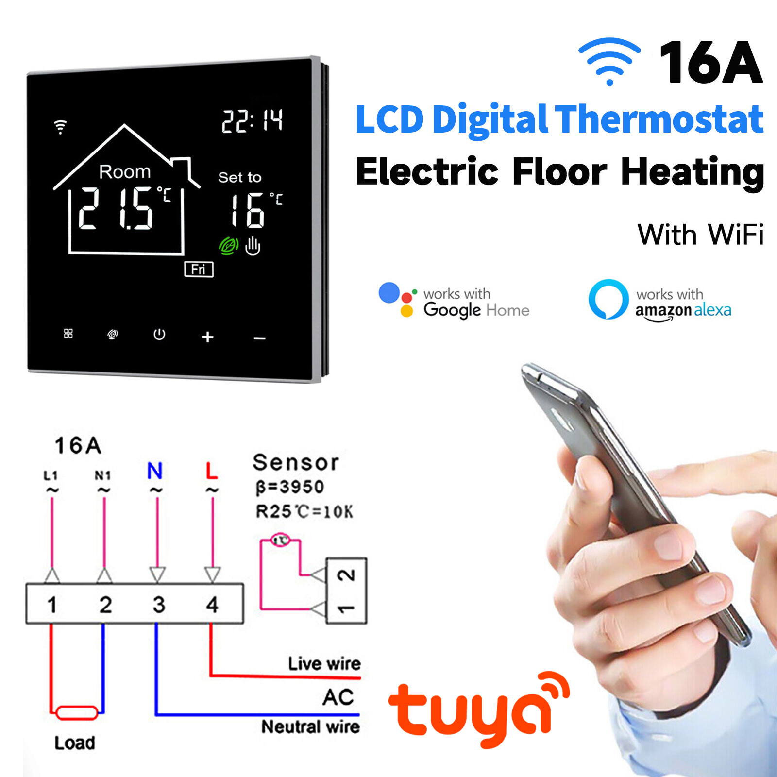 Programmable Wifi Wireless Home Room Sensor App Control