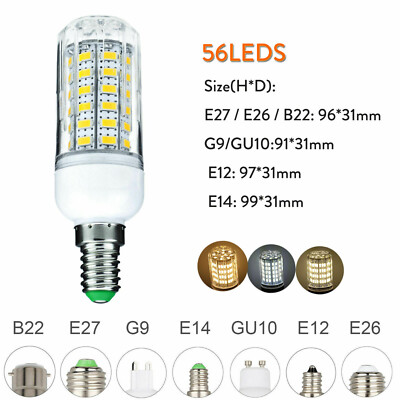 E27 E26 E12 E14 B22 G9 GU10 LED Corn Light Bulbs 5730 SMD 24-72 LEDS Lamp 110V