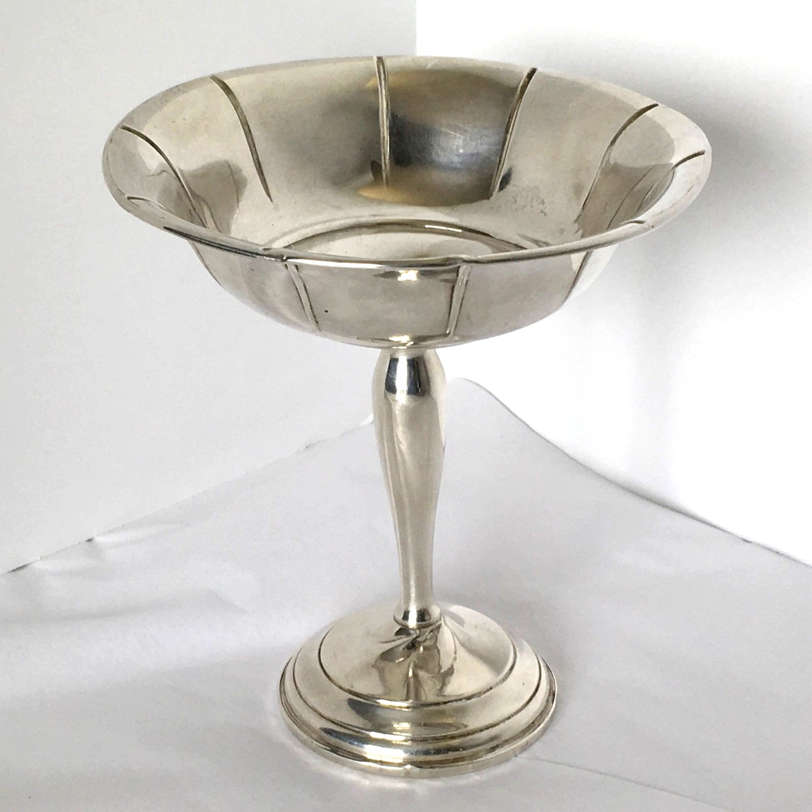 VTG National Silver Weighted Sterling Pedestal Compote Dish Candy Bowl Art Deco