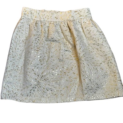 Francessa's Collection Women's Small Gold & Ivory Lace A-Line Skirt, New with Ta